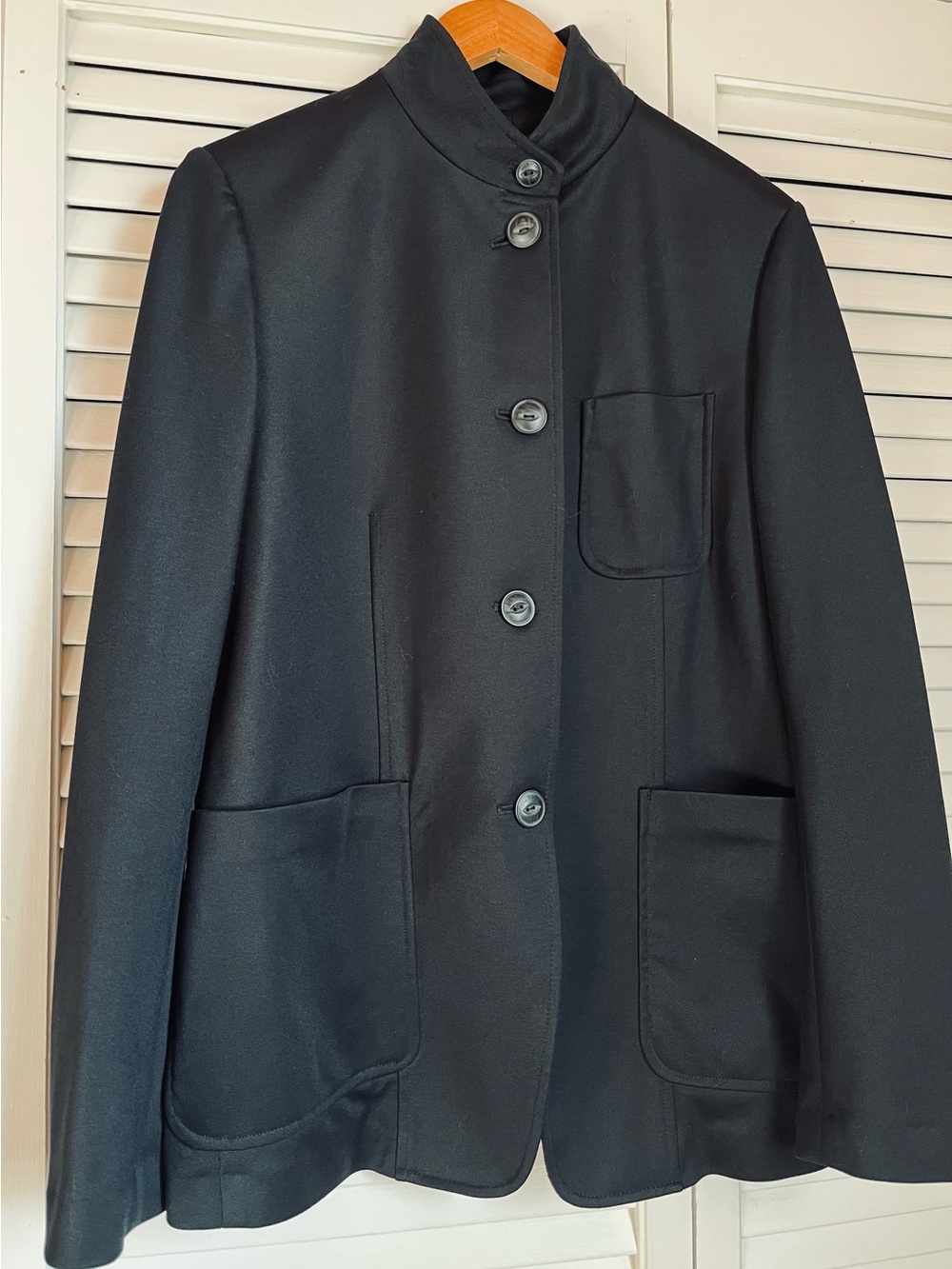 rag & bone Black Stand Collar cotton blend blazer